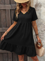 Elegante V-hals zomer mini-jurk