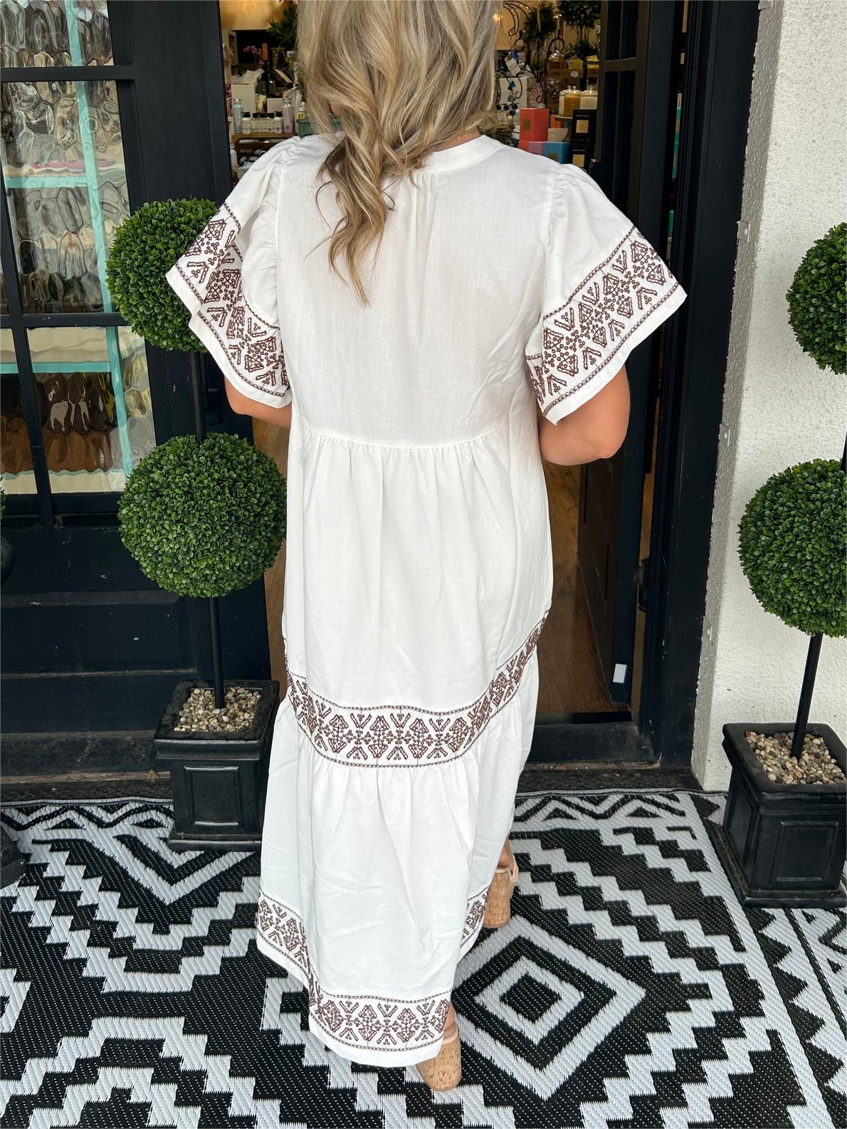 Midi-jurk met boho-uitstraling