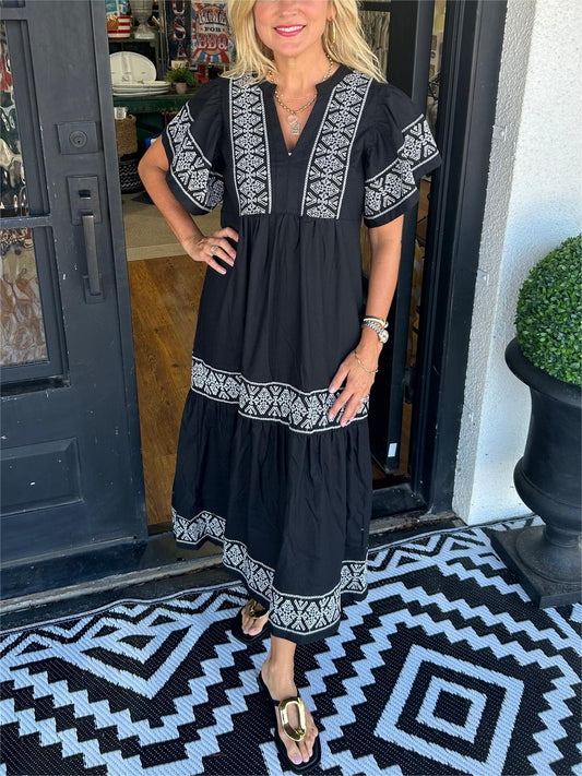 Midi-jurk met boho-uitstraling