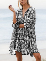 Elegante Bloemen V-Hals Tuniek Jurk