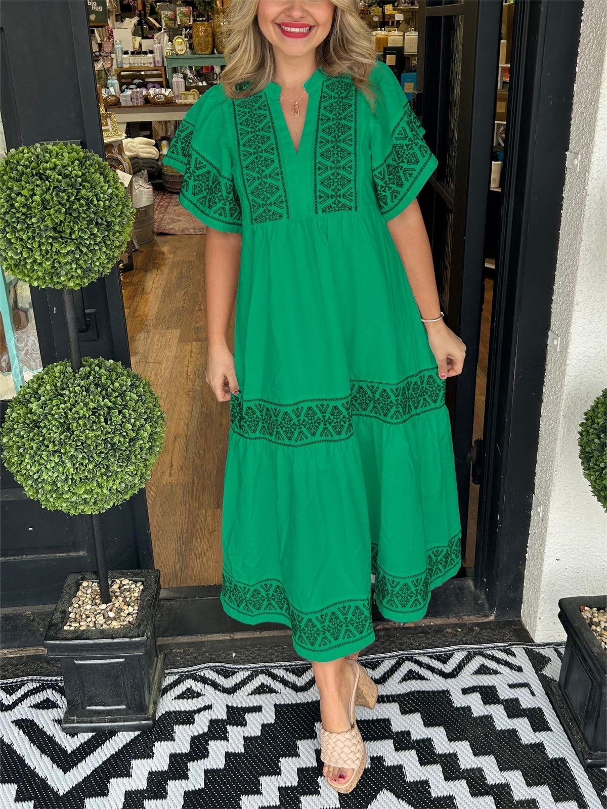 Midi-jurk met boho-uitstraling