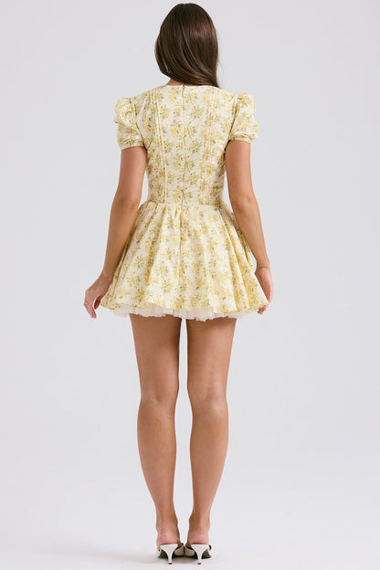 Geplooide mini-jurk met diepe V-hals
