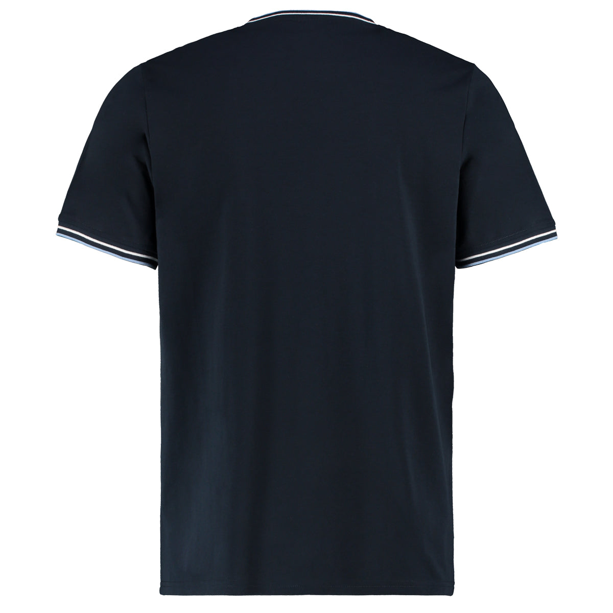 T-shirt met contrasterende bies voor heren - Marineblauw/Wit/Lichtblauw