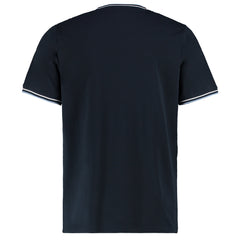 Heren Tipped T-Shirt - Marineblauw/Wit/Lichtblauw