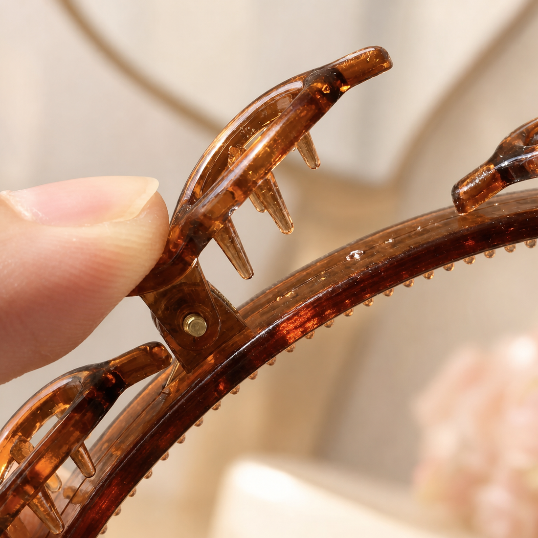 Close-up van het geïntegreerde klikclipmechanisme van ClipStyle