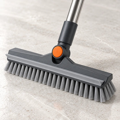 Close-up of ScrubReach double-sided bristles, swivel joint and squeegee