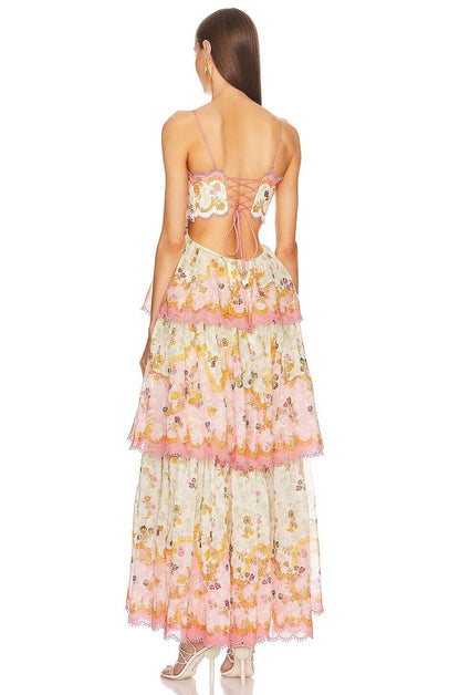 Strapless jurk met geborduurde bretels