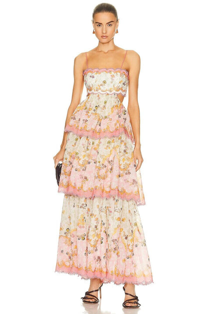 Strapless jurk met geborduurde bretels