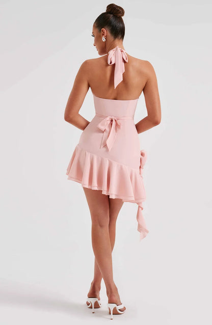 Ruchesjurk zonder rug, mini
