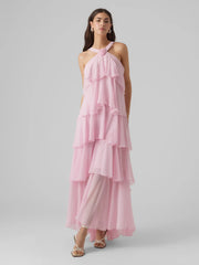 Chiffon maxi-jurk met ruches