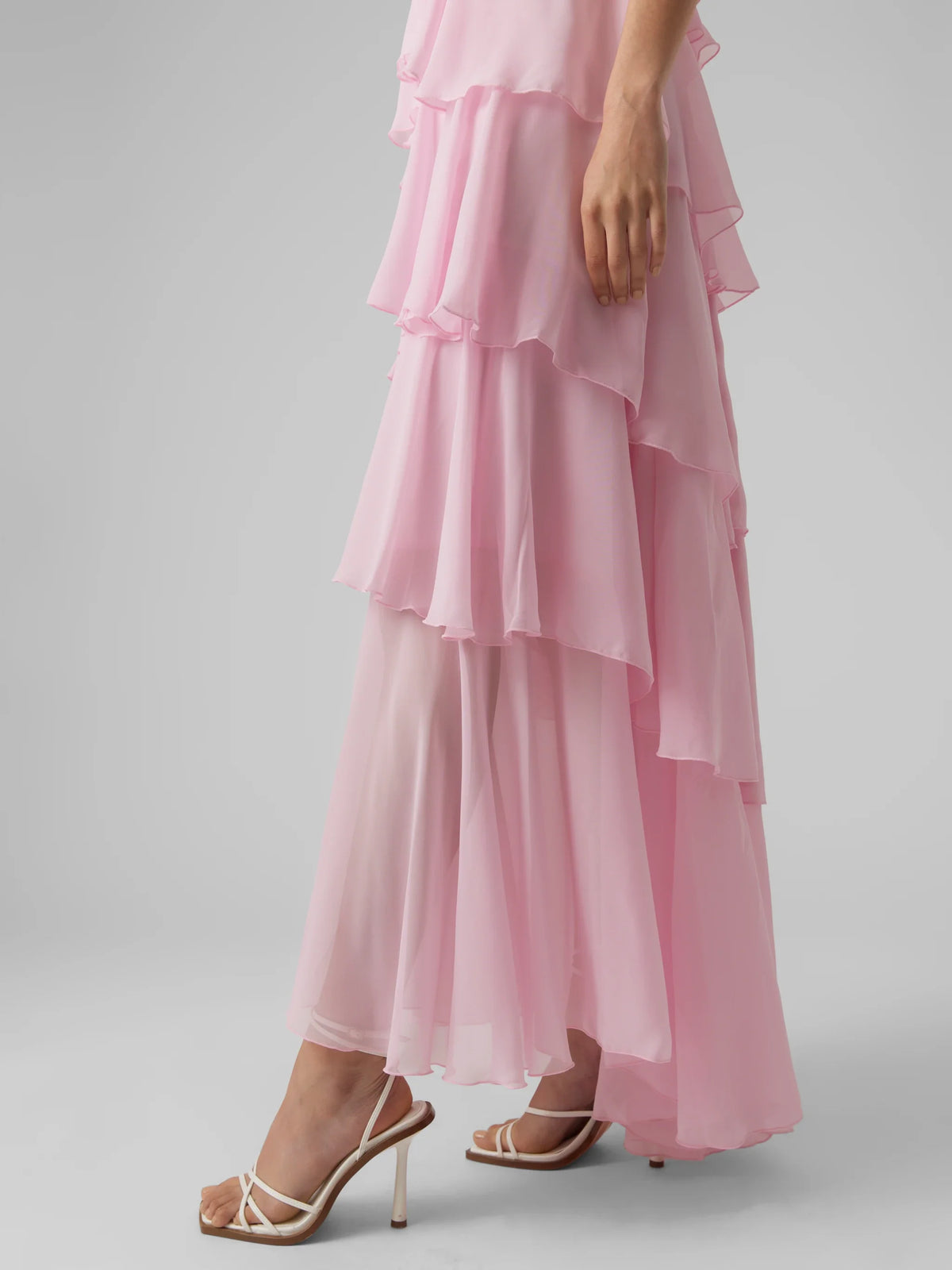 Maxi-jurk van chiffon met ruches