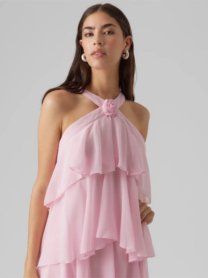 Maxi-jurk van chiffon met ruches