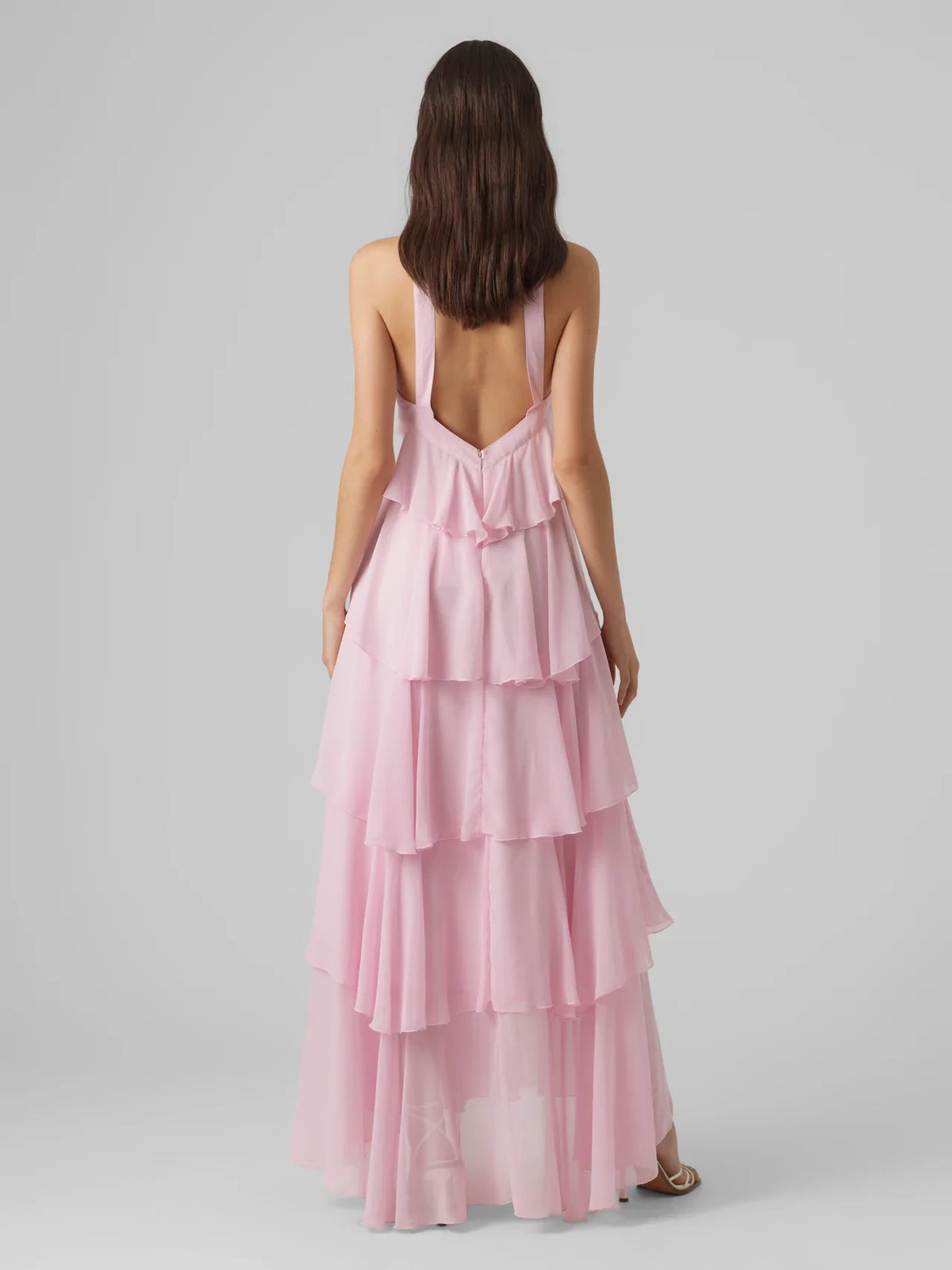 Maxi-jurk van chiffon met ruches