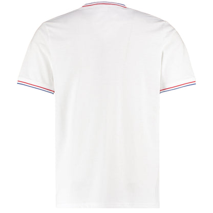 T-shirt met contrasterende bies voor heren - Wit/Rood/Royalblauw