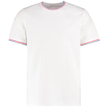 T-shirt met contrasterende bies voor heren - Wit/Rood/Royalblauw