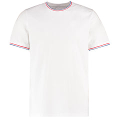 Heren Tipped T-Shirt - Wit/Rood/Koningsblauw