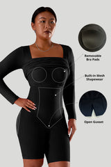 Effen jurk met lange mouwen en ingebouwde shapewear