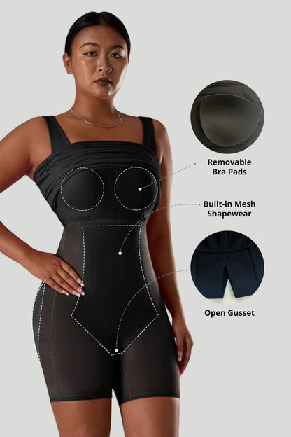 Effen mouwloze jurk met ingebouwde shapewear