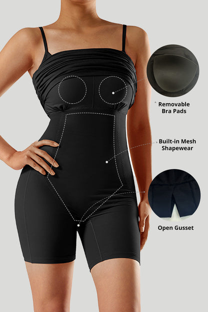 Nauwsluitende jurk met spaghettibandjes en ingebouwde shapewear
